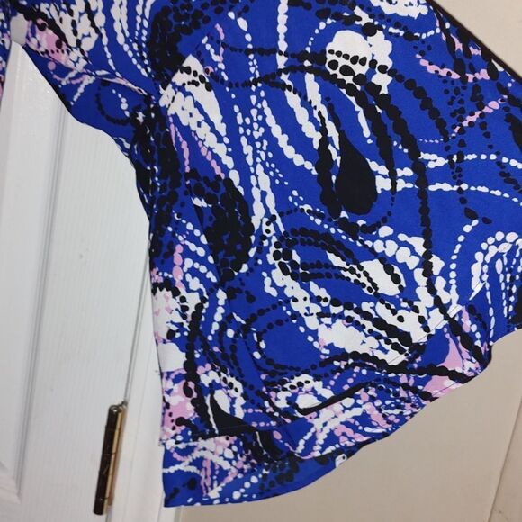 Lane Bryant multicolor Retro Flounce Bell Sleeve Dress Sz 28 - Picture 4 of 6